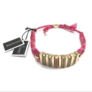 Juicy Couture | Pink Braided Bracelet Gold Bar NWT